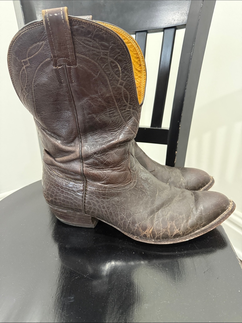Justin Classics Deerlite Roper Dark Brown Leather Western Cowboy Boots 12EEE